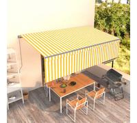 vidaXL Manual Retractable Awning with Blind 5x3m Yellow&White