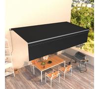 vidaXL Manual Retractable Awning with Blind 6x3m Anthracite Outdoor Awning