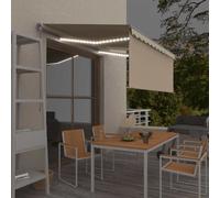 Retractable Awning Manual 3.5x2.5m Cream Polyester Powder-Coated Aluminium LEDs