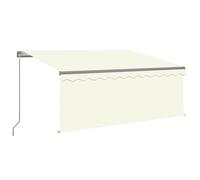 vidaXL Manual Retractable Awning with Blind&LED 3.5x2.5m Cream Outdoor Awning