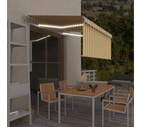vidaXL Manual Retractable Awning with Blind&LED 3.5x2.5m Yellow&White
