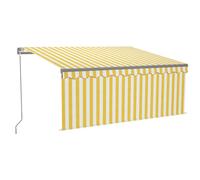 vidaXL Manual Retractable Awning with Blind&LED 3.5x2.5m Yellow&White Set