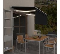 vidaXL Manual Retractable Awning with Blind&LED 3x2.5m Anthracite