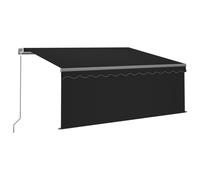vidaXL Manual Retractable Awning with Blind&LED 3x2.5m Anthracite Awning Set