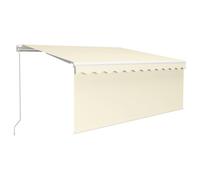 vidaXL Manual Retractable Awning with Blind&LED 3x2.5m Cream Patio Awning