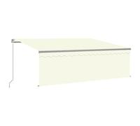 vidaXL Manual Retractable Awning with Blind&LED 4x3m Cream Outdoor Awning Set