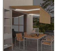 vidaXL Manual Retractable Awning with Blind&LED 4x3m Yellow&White