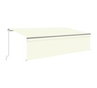 vidaXL Manual Retractable Awning with Blind&LED 5x3m Cream Outdoor Awning