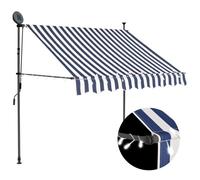 vidaXL Manual Retractable Awning with LED 150 cm Blue and White UK HOT