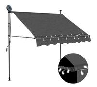 vidaXL Manual Retractable Awning with LED 150cm Anthracite Folding Arm Canopy