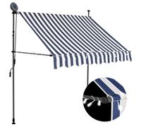 vidaXL Manual Retractable Awning with LED 200 cm Blue and White UK NEW