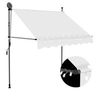 vidaXL Manual Retractable Awning with LED 200 cm Cream UK NEW