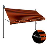 vidaXL Manual Retractable Awning with LED 300 cm Orange and Brown UK HOT