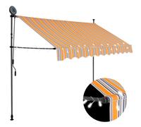 vidaXL Manual Retractable Awning with LED 300cm Yellow and Blue Folding Canopy