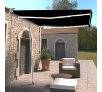 vidaXL Manual Retractable Awning with LED 300x250 cm Anthracite Shade Shelter