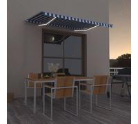 vidaXL Manual Retractable Awning With LED 300X250cm Blue And White, Blue