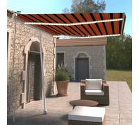 vidaXL Manual Retractable Awning with LED 300x250 cm Orange and Brown Shelter