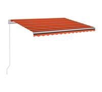 vidaXL Manual Retractable Awning with LED 300x250 cm Orange and Brown Shade