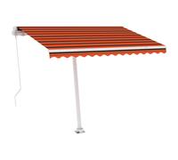 vidaXL Manual Retractable Awning with LED 300x250 cm Orange and Brown Shelter