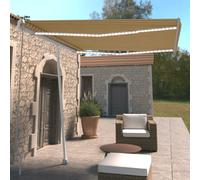 Yellow/White Retractable Awning 300x250cm Powder-Coated Aluminium Polyester LED