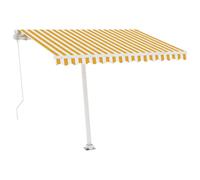 Yellow/White Retractable Awning 300x250cm Powder-Coated Aluminium Polyester LED
