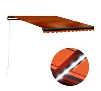 vidaXL Manual Retractable Awning with LED 300x250cm Orange and Brown Canopy