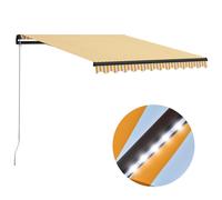 vidaXL Manual Retractable Awning with LED 300x250cm Yellow and White Canopy