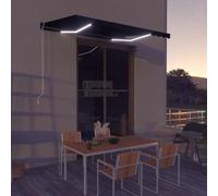 Retractable Awning Anthracite Frame Burgundy 400x300 cm. Aluminium PU Manual LED