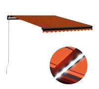 Retractable Awning 350x250cm Orange Brown Powder-Coated Aluminium Polyester LED