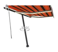vidaXL Manual Retractable Awning with LED 350x250 cm Orange and Brown Balcony