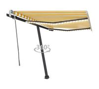 vidaXL Manual Retractable Awning With Led 350X250cm Yellow And White, Yellow