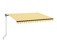 vidaXL Manual Retractable Awning with LED 350x250 cm Yellow and White Outdoor