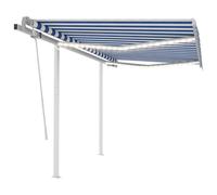 vidaXL Manual Retractable Awning with LED 3x2.5 m Blue and White Outdoor Patio