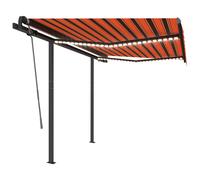 vidaXL Manual Retractable Awning with LED 3x2.5 m Orange and Brown Shelter