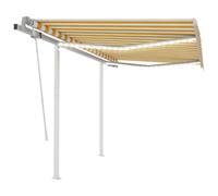 vidaXL Manual Retractable Awning with LED 3x2.5 m Yellow and White Outdoor