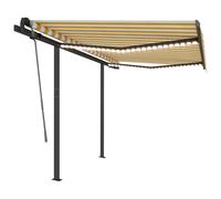vidaXL Manual Retractable Awning with LED 3x2.5 m Yellow and White Shelter