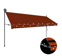 vidaXL Manual Retractable Awning with LED 400 cm Orange and Brown UK HOT