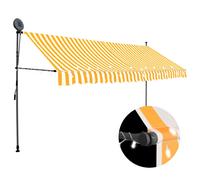Retractable Awning 400cm Orange Polyester PU Canvas Steel Frame Manual Solar LED