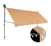 vidaXL Manual Retractable Awning with LED 400 cm Yellow and Blue UK HOT