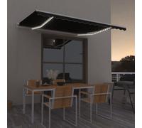 vidaXL Manual Retractable Awning with LED 400x300 cm Anthracite
