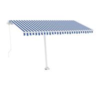 vidaXL Manual Retractable Awning with LED 400x300 cm Blue and White Shelter