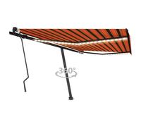 vidaXL Manual Retractable Awning with LED 400x300 cm Orange and Brown Balcony