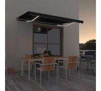 vidaXL Manual Retractable Awning with LED 400x350 cm Anthracite Outdoor Patio