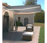 Retractable Awning 400x350 cm Blue/White Powder-Coated Aluminium & Polyester