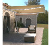 vidaXL Manual Retractable Awning with LED 400x350 cm Yellow and White
