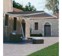 vidaXL Manual Retractable Awning with LED 450x300 cm Blue and White