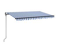 vidaXL Manual Retractable Awning with LED 450x300 cm Blue and White Outdoor