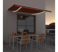 vidaXL Manual Retractable Awning with LED 450x300 cm Orange and Brown Shelter