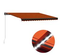 vidaXL Manual Retractable Awning with LED 450x300cm Orange and Brown Canopy
