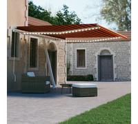 vidaXL Manual Retractable Awning with LED 450x300 cm Orange and Brown